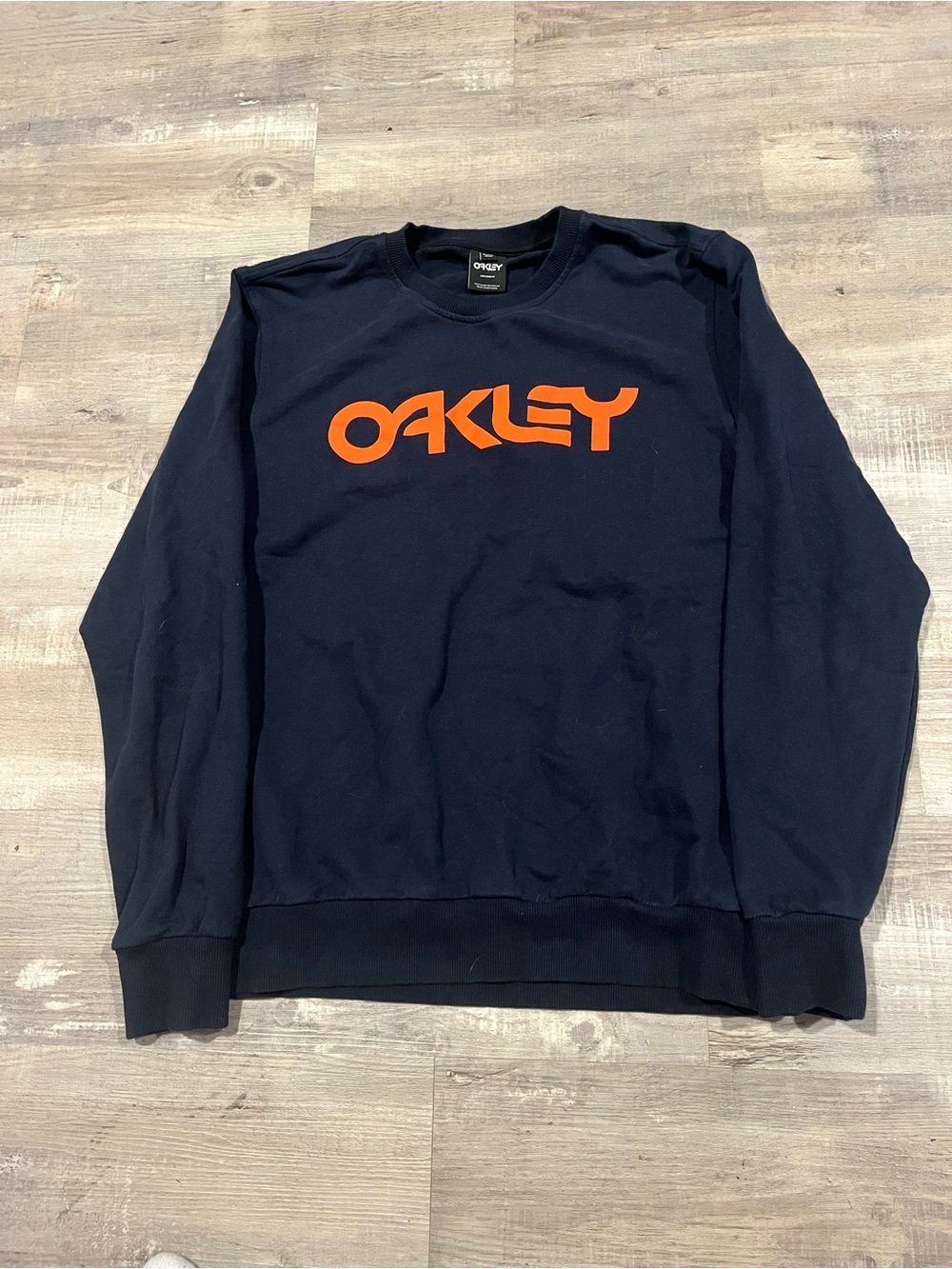 Oakley Navy Crewneck with Orange Logo
